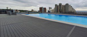 Luxury rooftop pool deck featuring EcoTech Group Elite Range composite decking at The Oceans Residential Development in uMhlanga.