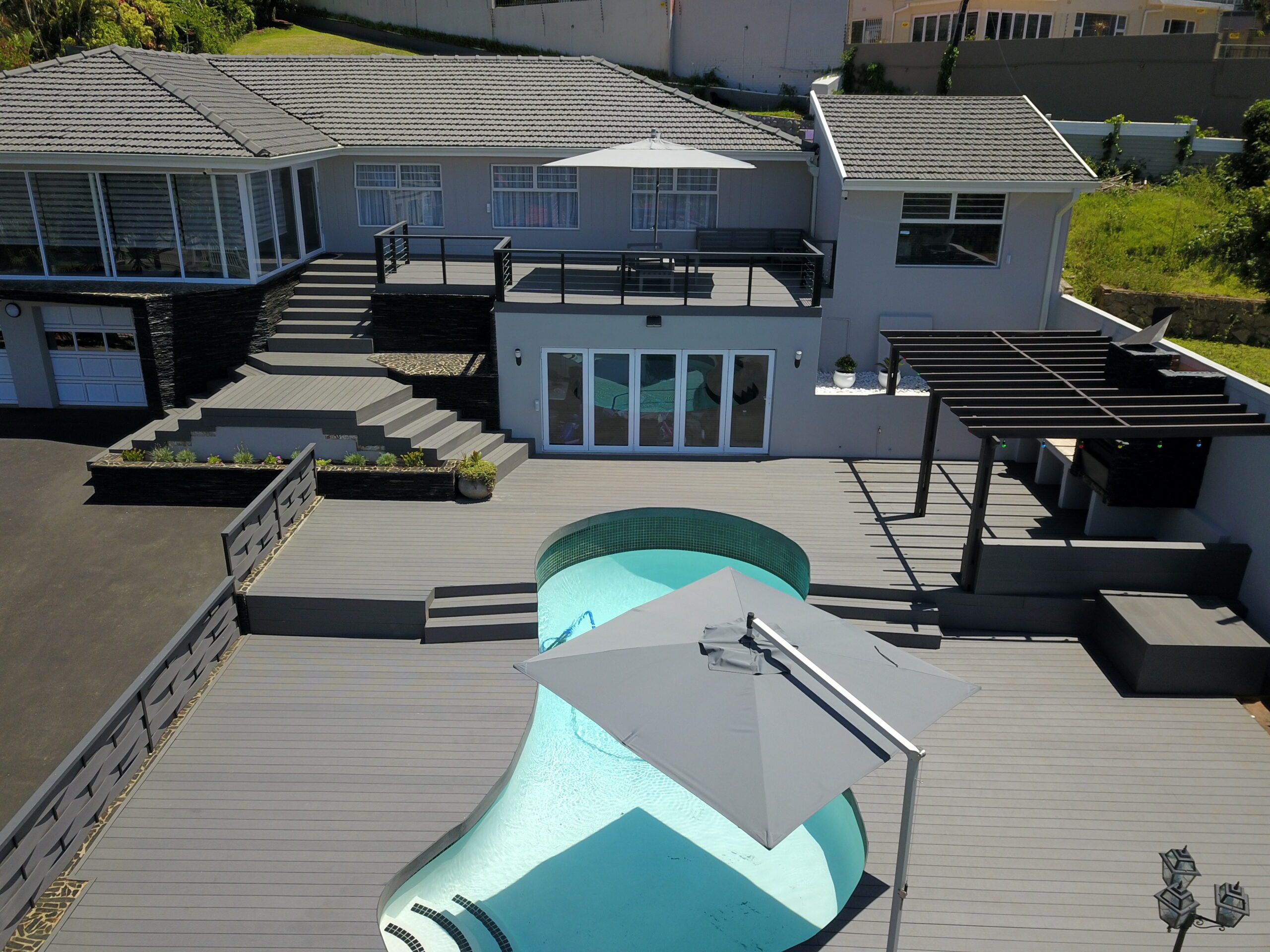 Aerial view of Ecotech composite decking project